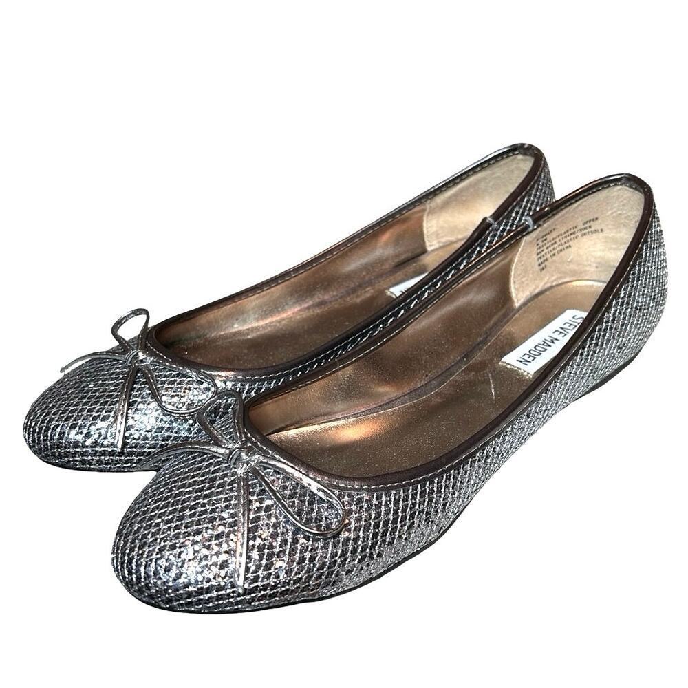 Steve Madden Women’s Sparkly Mesh Ballet Flats Silver Size 9.5